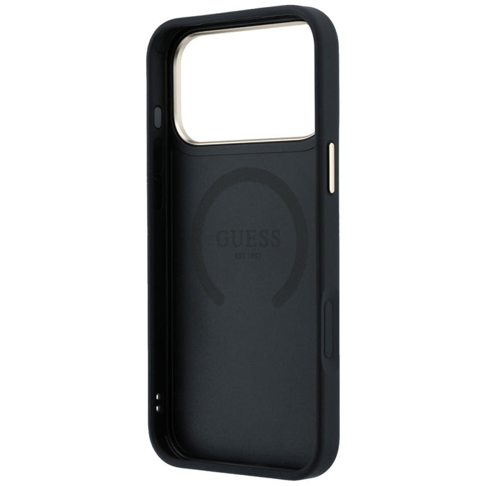 Калъф Guess Peony 4G с малко лого MagSafe за iPhone 17 Pro Max / 18 Pro Max - черен