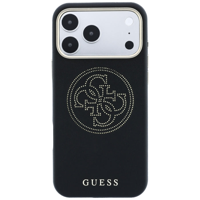 Калъф Guess Perforated 4G MagSafe със златно лого за iPhone 17 Pro / 18 Pro - черен