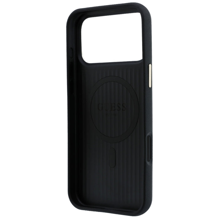 Калъф Guess Perforated 4G MagSafe със златно лого за iPhone 17 Pro / 18 Pro - черен