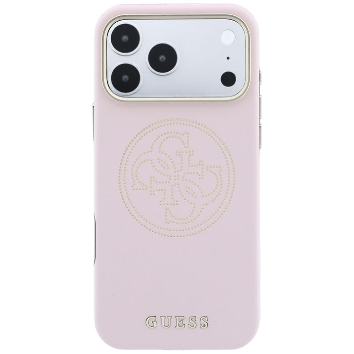 Калъф Guess Perforated 4G MagSafe със златно лого за iPhone 17 Pro Max / 18 Pro Max - розов