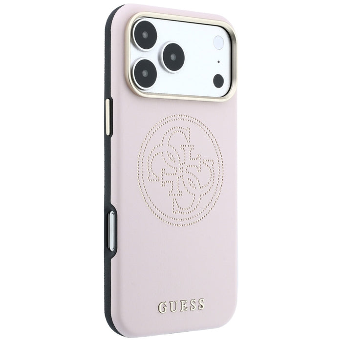 Калъф Guess Perforated 4G MagSafe със златно лого за iPhone 17 Pro Max / 18 Pro Max - розов