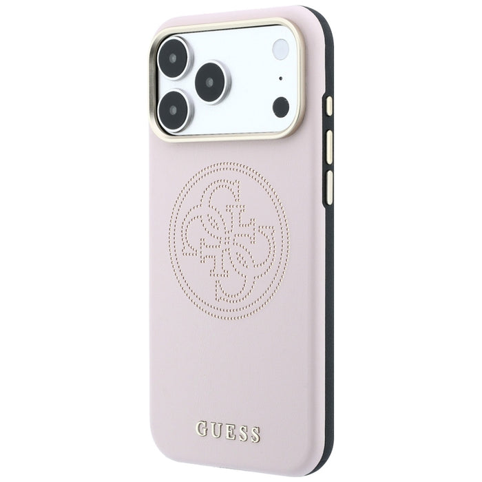 Калъф Guess Perforated 4G MagSafe със златно лого за iPhone 17 Pro Max / 18 Pro Max - розов