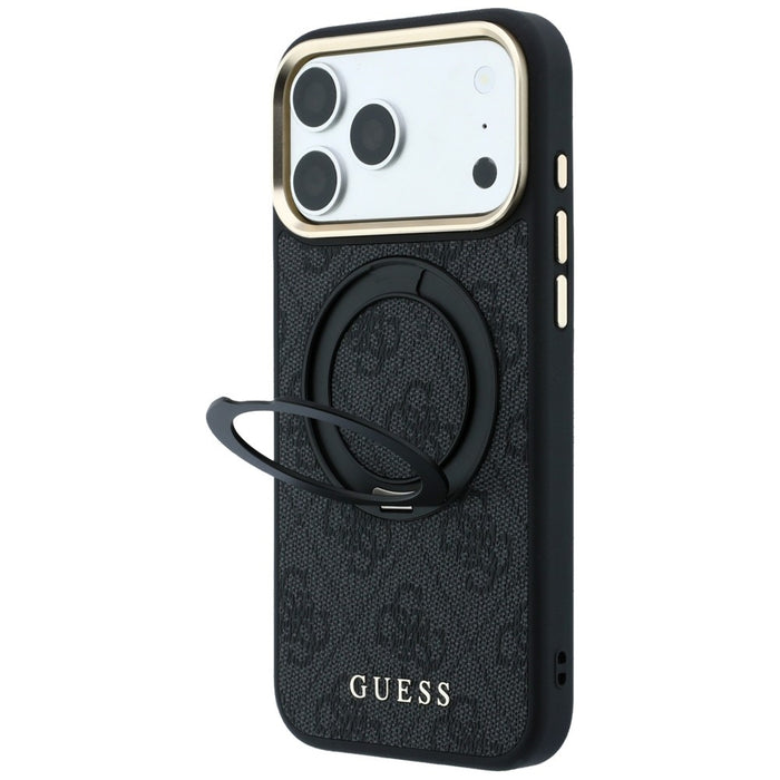 Калъф Guess Ring Stand 360 4G Classic Logo MagSafe за iPhone 17 Pro Max / 18 Pro Max - черен