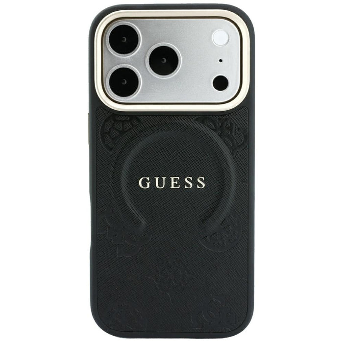 Калъф Guess Saffiano Peony & Ring MagSafe за iPhone 17 Pro / 18 Pro - черен