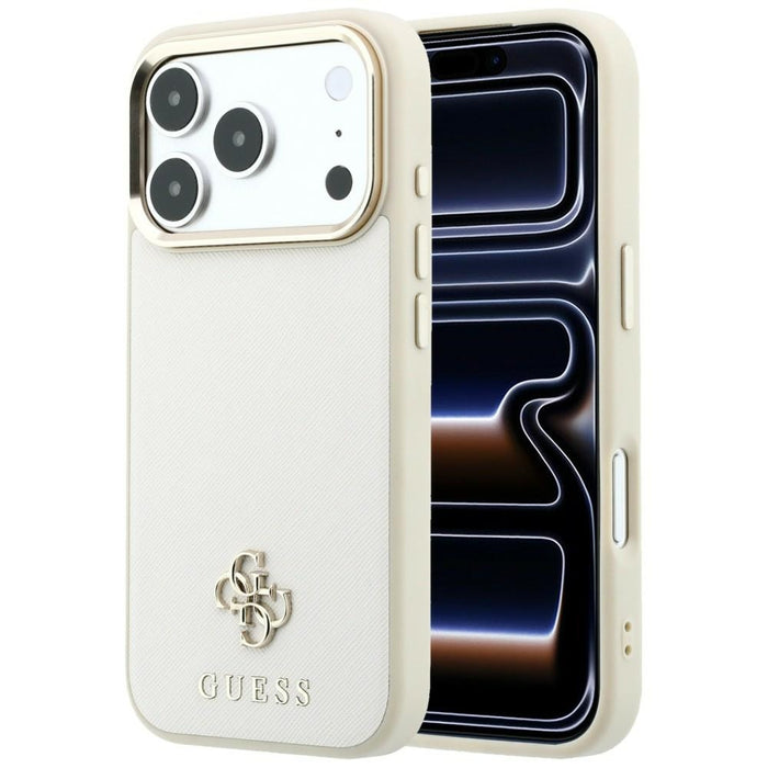 Калъф Guess Saffiano Small 4G & Classic Logo MagSafe за iPhone 17 Pro Max / 18 Pro Max - бежов