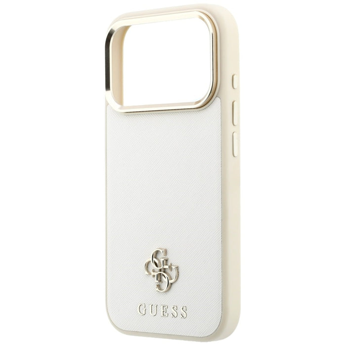Калъф Guess Saffiano Small 4G & Classic Logo MagSafe за iPhone 17 Pro Max / 18 Pro Max - бежов