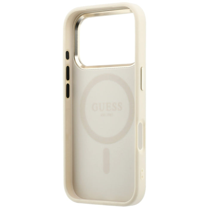 Калъф Guess Saffiano Small 4G & Classic Logo MagSafe за iPhone 17 Pro Max / 18 Pro Max - бежов