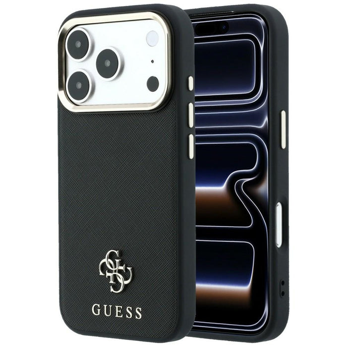 Калъф Guess Saffiano Small 4G & Classic Logo MagSafe за iPhone 17 Pro Max / 18 Pro Max - черен