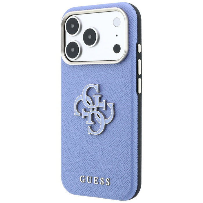 Калъф Guess Grained & Big Resin Logo за iPhone 18 Pro / 17 Pro - син