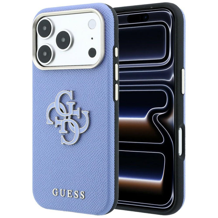 Калъф Guess Grained & Big Resin Logo за iPhone 18 Pro / 17 Pro - син