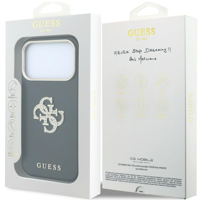 Калъф Guess Smooth & Big Strass Logo за iPhone 18 Pro / 17 Pro - черен