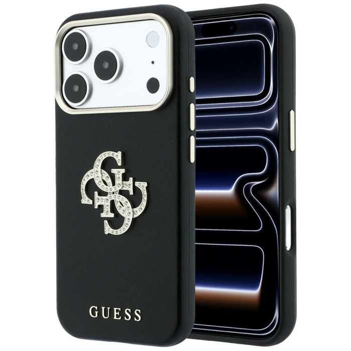 Калъф Guess Smooth & Big Strass Logo за iPhone 18 Pro / 17 Pro - черен