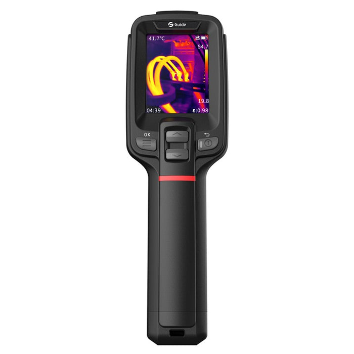 Термовизионна камера Guide Sensmart E2+ с ванадиев оксид, неохлаждани фокални равнинни решетки, черна, 256 x 192 пиксела, вграден LCD дисплей