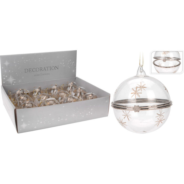 КОЛЕДНА ТОПКА 8CM ОТВАРЯЕМА СТЪКЛЕНА H & S COLLECTION ABR401700