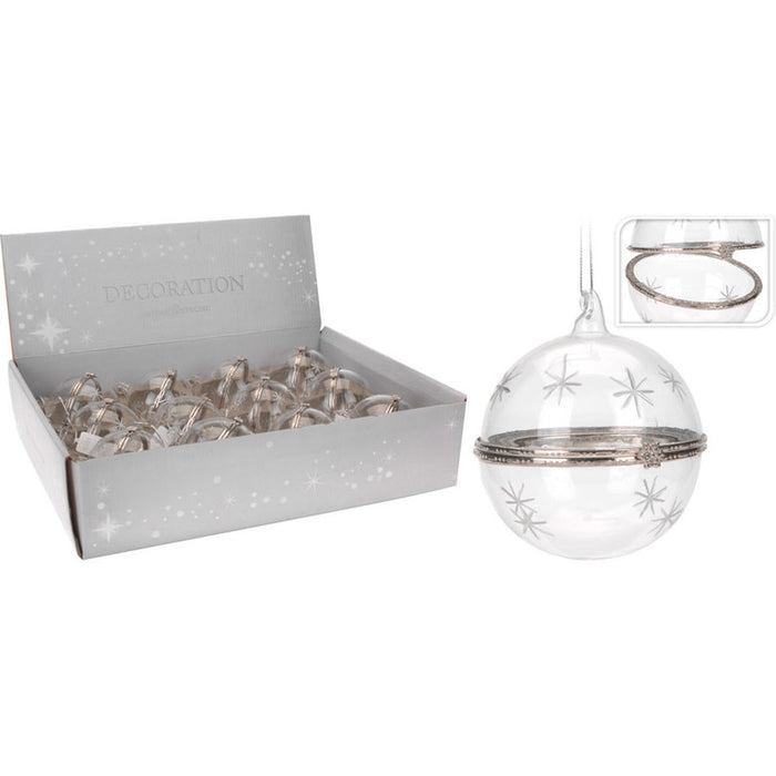 КОЛЕДНА ТОПКА 8CM ОТВАРЯЕМА СТЪКЛЕНА H & S COLLECTION ABR401710