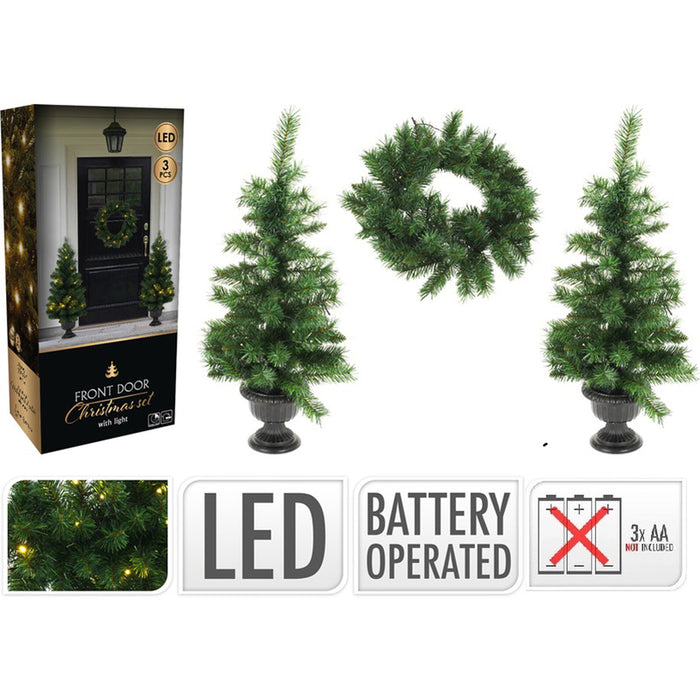 КОЛЕДЕН КОМПЛЕКТ ЗА ВХОДНА ВРАТА 2 ЕЛХИ И ВЕНЕЦ LED H & S COLLECTION 767802350