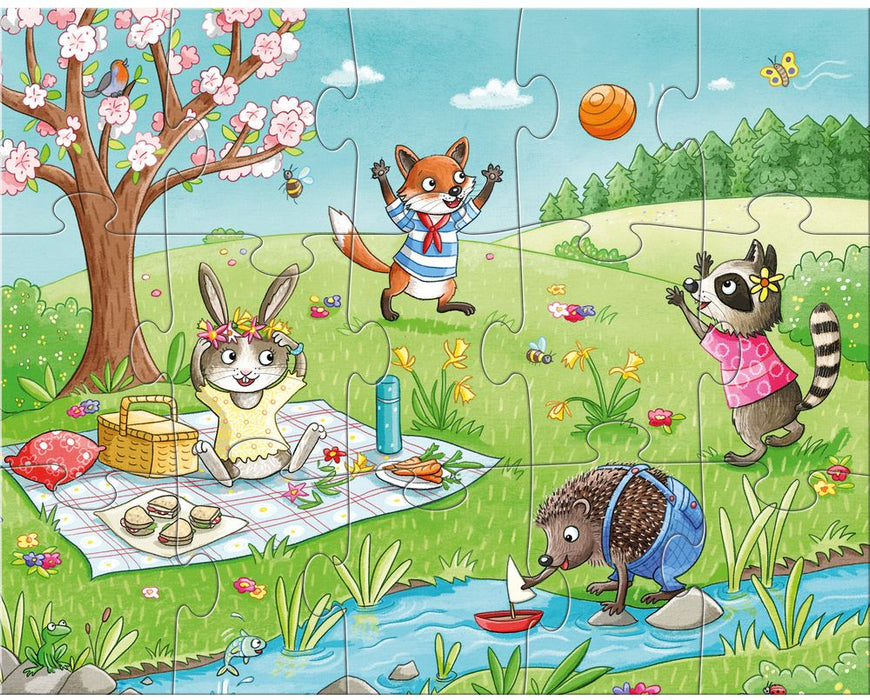 Детски пъзели Haba 4 x 15 - Сезони, с 4 дървени фигурки