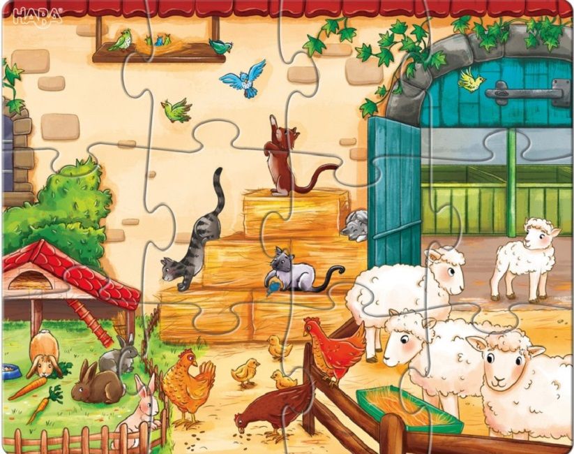 Детски пъзел Haba - Животни от фермата, 3 броя