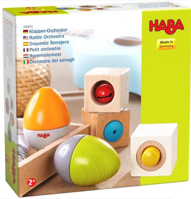 Конструктор Haba - Дървени музикални яйца и кубчета, 5 части