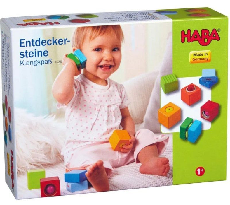 Дървени цветни кубчета Haba - Акустични ефекти, 6 броя