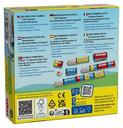 Детска игра Haba - Цветен влак и зарче