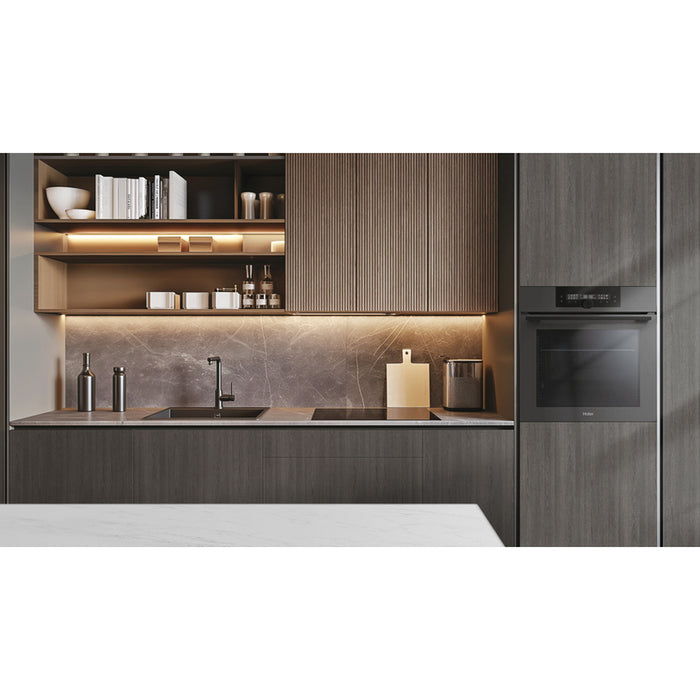 Фурнa за вграждане HAIER HOQ-F6QAN3DG/EE 72 L, А++, КАТАЛИТИЧНИ ПАНЕЛИ, ТЕЛЕСКОПИЧНА СИСТЕМА, ПЛАВНО ЗАТВАРЯНЕ