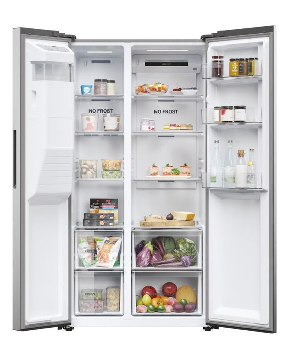 Haier SBS 90 Serie 5 HSR5918DIMP Свободностоящ двустранен хладилник-фризер комбинация 511 l D Platinum, неръждаема стомана