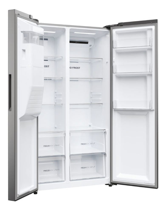 Haier SBS 90 Serie 5 HSR5918DIMP Свободностоящ двустранен хладилник-фризер комбинация 511 l D Platinum, неръждаема стомана