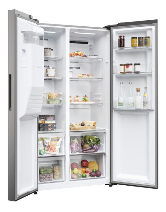 Haier SBS 90 Serie 5 HSR5918DIMP Свободностоящ двустранен хладилник-фризер комбинация 511 l D Platinum, неръждаема стомана