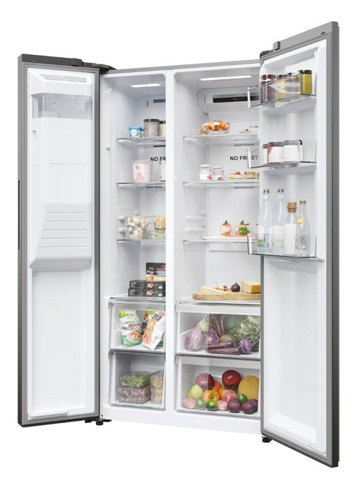 Haier SBS 90 Serie 5 HSR5918DIMP Свободностоящ двустранен хладилник-фризер комбинация 511 l D Platinum, неръждаема стомана