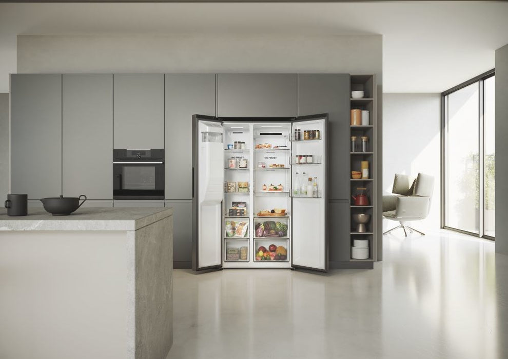 Haier SBS 90 Serie 5 HSR5918DIMP Свободностоящ двустранен хладилник-фризер комбинация 511 l D Platinum, неръждаема стомана