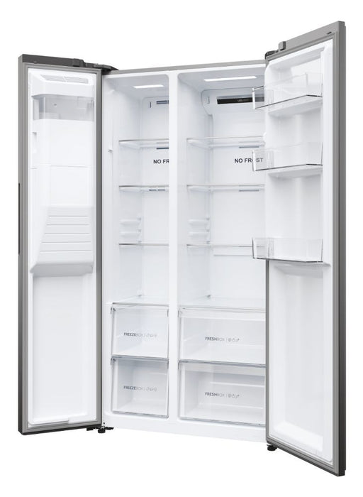 Haier SBS 90 Serie 5 HSR5918DIMP Свободностоящ двустранен хладилник-фризер комбинация 511 l D Platinum, неръждаема стомана