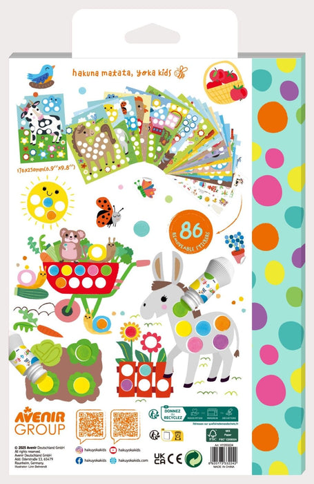 Книжка за оцветяване Haku Yoka - Dots4Fun, ферма