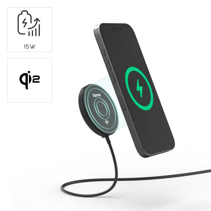 HAMA Безжично зарядно устройство Qi2 15 W черно за Apple