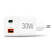 HAMA Бързо мини Gan зарядно 30 W 1x USB-C 1x USB-A PD бял