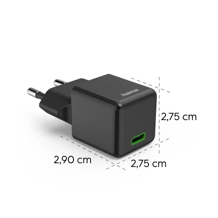 HAMA Бързо мини зарядно 220V USB-C PD/Qualcomm 25 W черен
