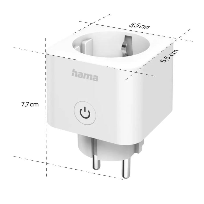 HAMA Смарт мини WiFi контакт 3680W 16A с прил. за измерване