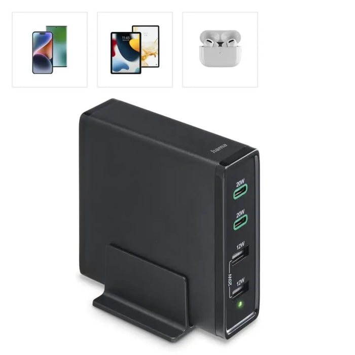HAMA Зарядна станция 4 порта 60W 2 x USB-C 2 x USB-A PD