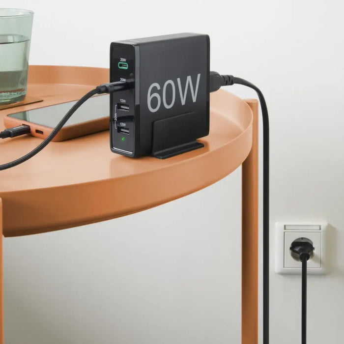 HAMA Зарядна станция 4 порта 60W 2 x USB-C 2 x USB-A PD