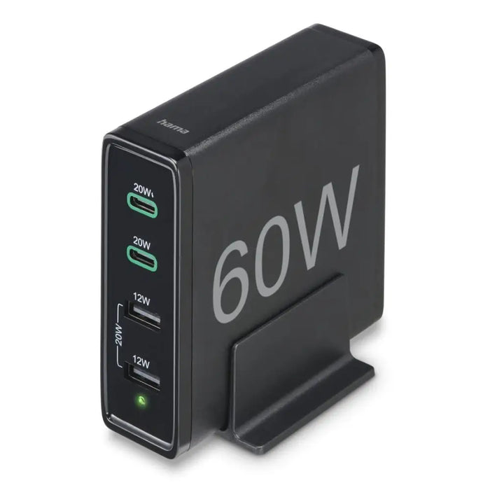 HAMA Зарядна станция 4 порта 60W 2 x USB-C 2 x USB-A PD