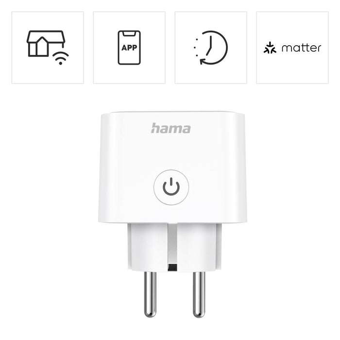 HAMA Смарт мини контакт, Wi-Fi, Гласов контрол, 3680 W, Matter