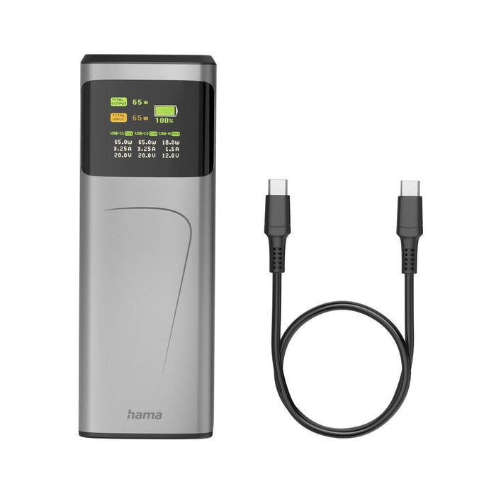 HAMA Външна батерия &ldquo;High Power&rdquo;, 65 W, 20000 mAh, 2x USB-C, USB-A, Fast Charging