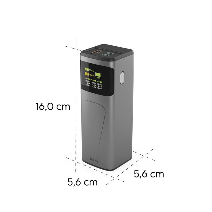 HAMA Външна батерия &ldquo;High Power&rdquo;, 150 W, 24000 mAh, 2x USB-C, USB-A, бързо зареждане