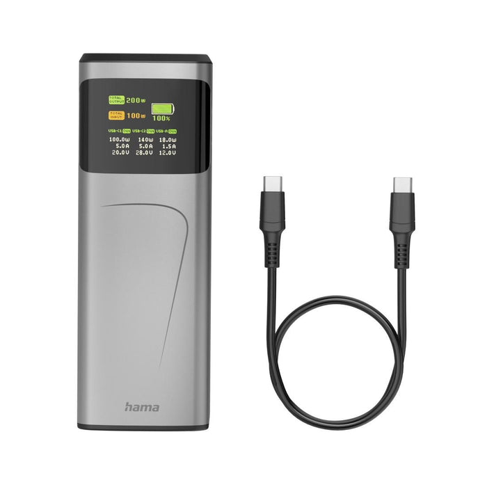 HAMA Външна батерия &bdquo;High Power&ldquo;, 200 W, 24000 mAh, 2x USB-C, USB-A, бързо зареждане