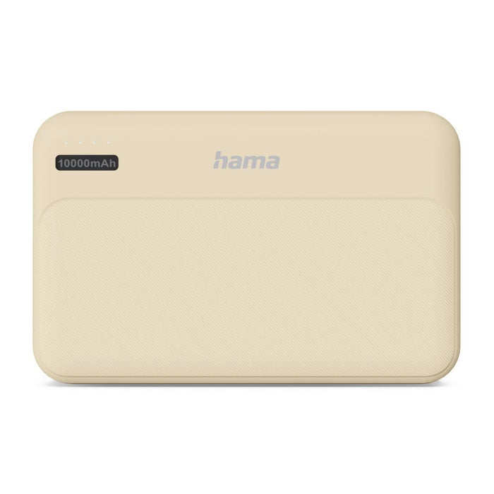 HAMA Външна батерия "Pocket 10", 10000 mAh, Изходи: 2x USB-A, бежов