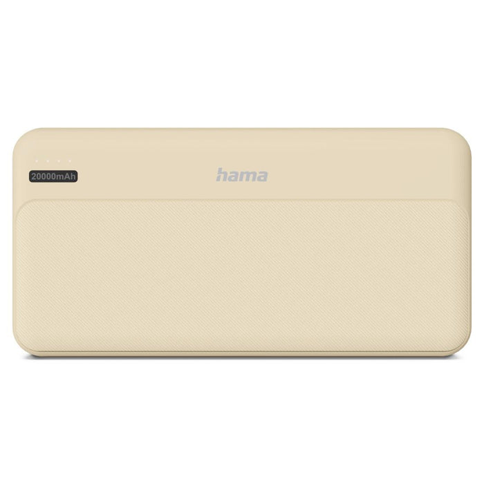 HAMA Външна батерия "Pocket 20", 20000 mAh, Изходи: 2x USB-A, бежов