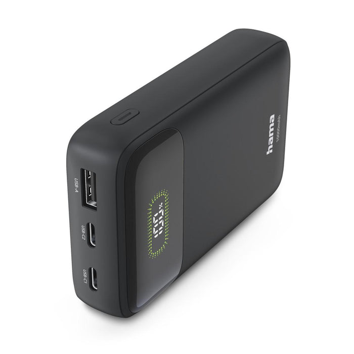HAMA Външна батерия "PD10-W20", 10000 mAh, 3 изхода: 2 x USB-C, USB-A, Бързо зареждане