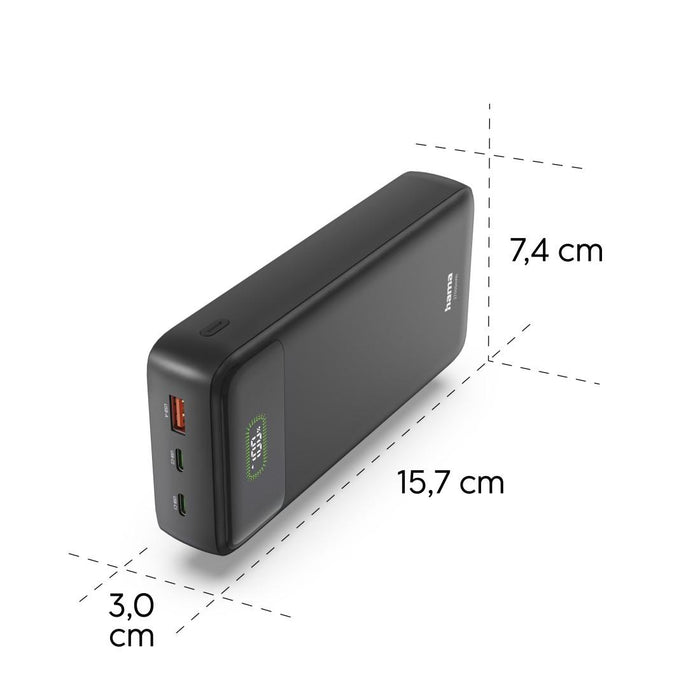 HAMA Външна батерия "PD27-W65", 27000 mAh, Изходи: 2xUSB-C, USB-A, Бързо зареждане