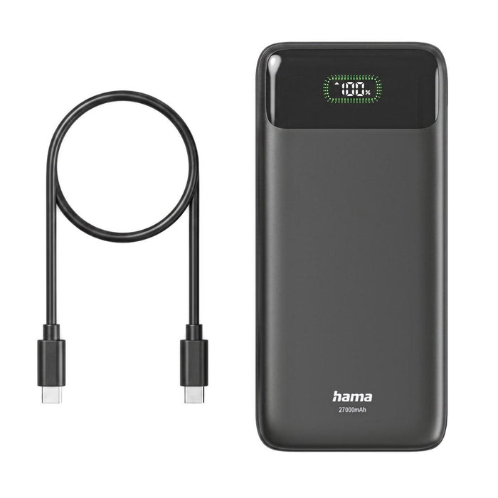 HAMA Външна батерия "PD27-W65", 27000 mAh, Изходи: 2xUSB-C, USB-A, Бързо зареждане