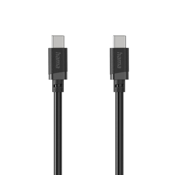 HAMA Кабел USB-C мъжко&ndash; USB-C мъжко, 60 W, 1 m, черен